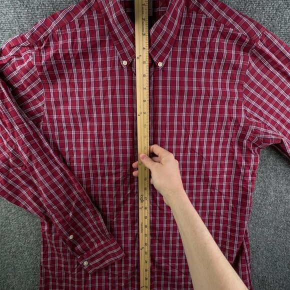 Brooks Brothers Button Up Shirt Men Long Sleeve Cotton Regent Large Red Plaid - Picture 3 of 13